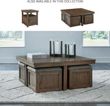 Boardernest Casual Coffee Table with 4 Storage Stools, Dark Brown