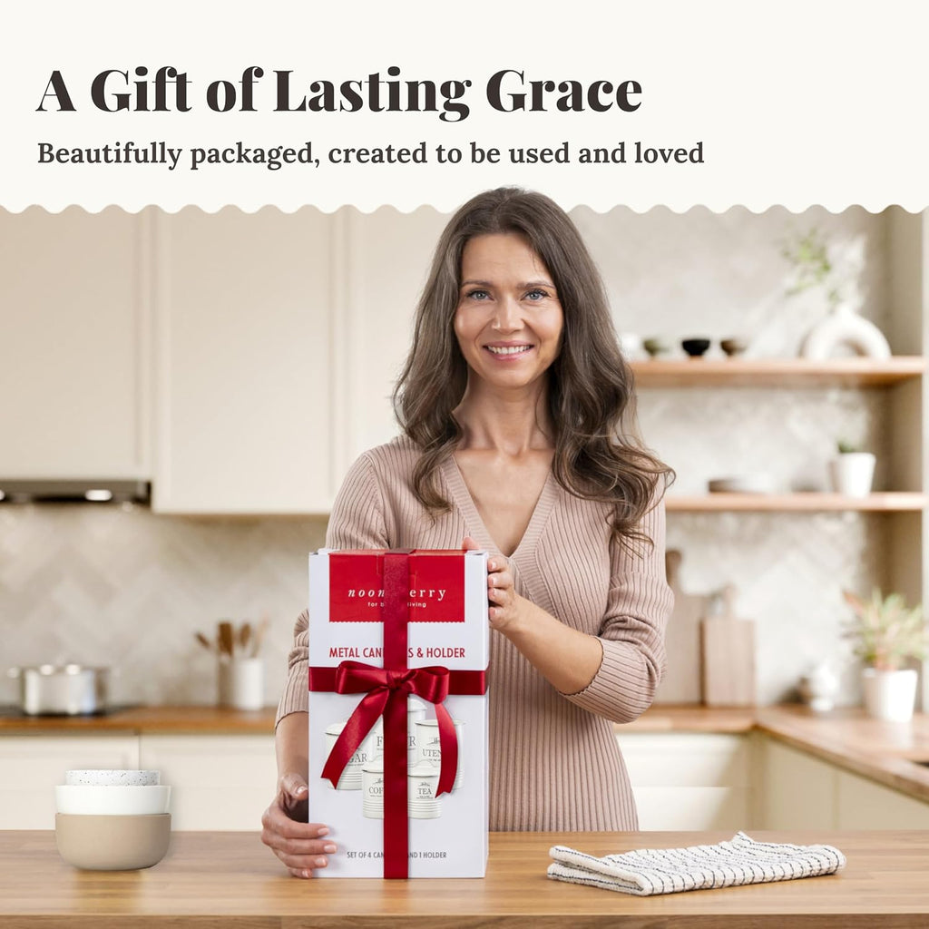 5-Piece Farmhouse Kitchen Canister Sets Counter - Set of 5