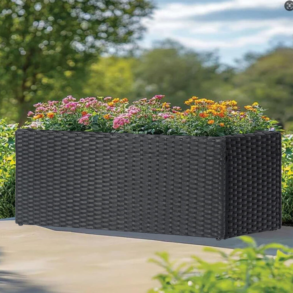 Large Rectangular Planter for Outdoor Rattan Block Box 36x12x16''