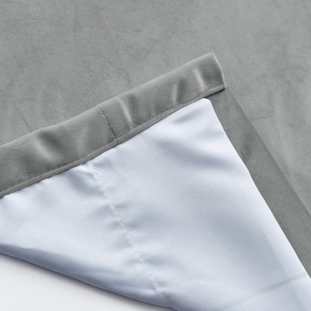 Extra Wide Blackout Lined Premium Velvet Curtain Grey 120Wx72L Inch (1 Panel), Eyelet Grommet for Livingroom Bedroom