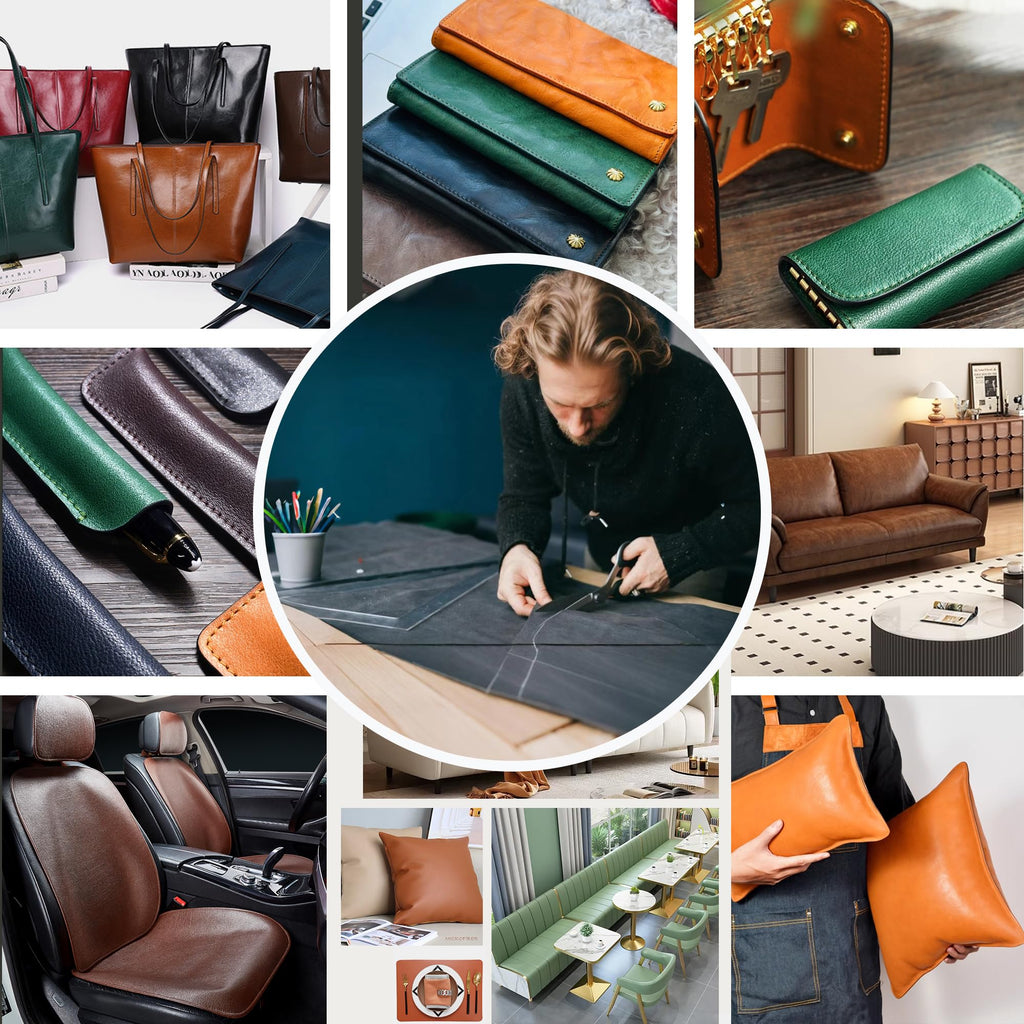 Faux Leather Sheets Rough Texture Surface One Yard Leather Fabric for DIY Crafting Thick Durable Synthetic