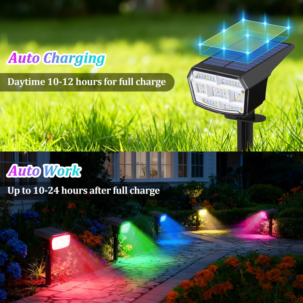 Solar Spot Lights Outdoor Waterproof,Landscape Spotlight Multicolor