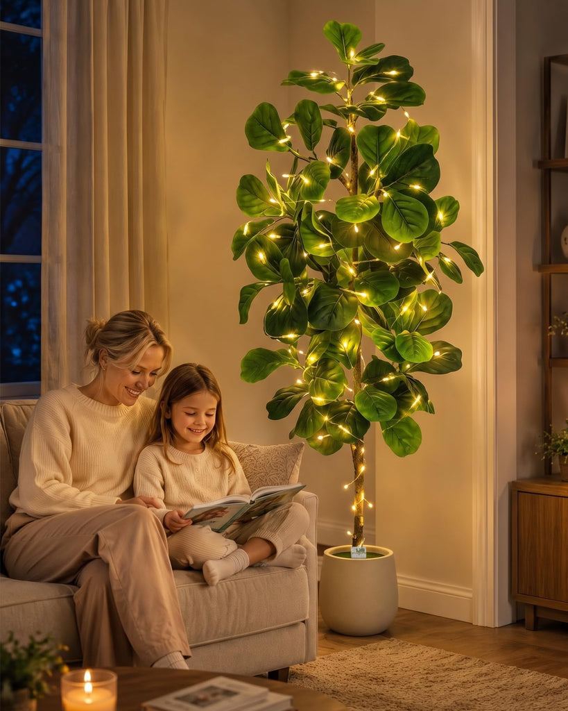 6Ft Artificial Fiddle Leaf Fig Tree Tall Fake Plants Indoor Faux Trees