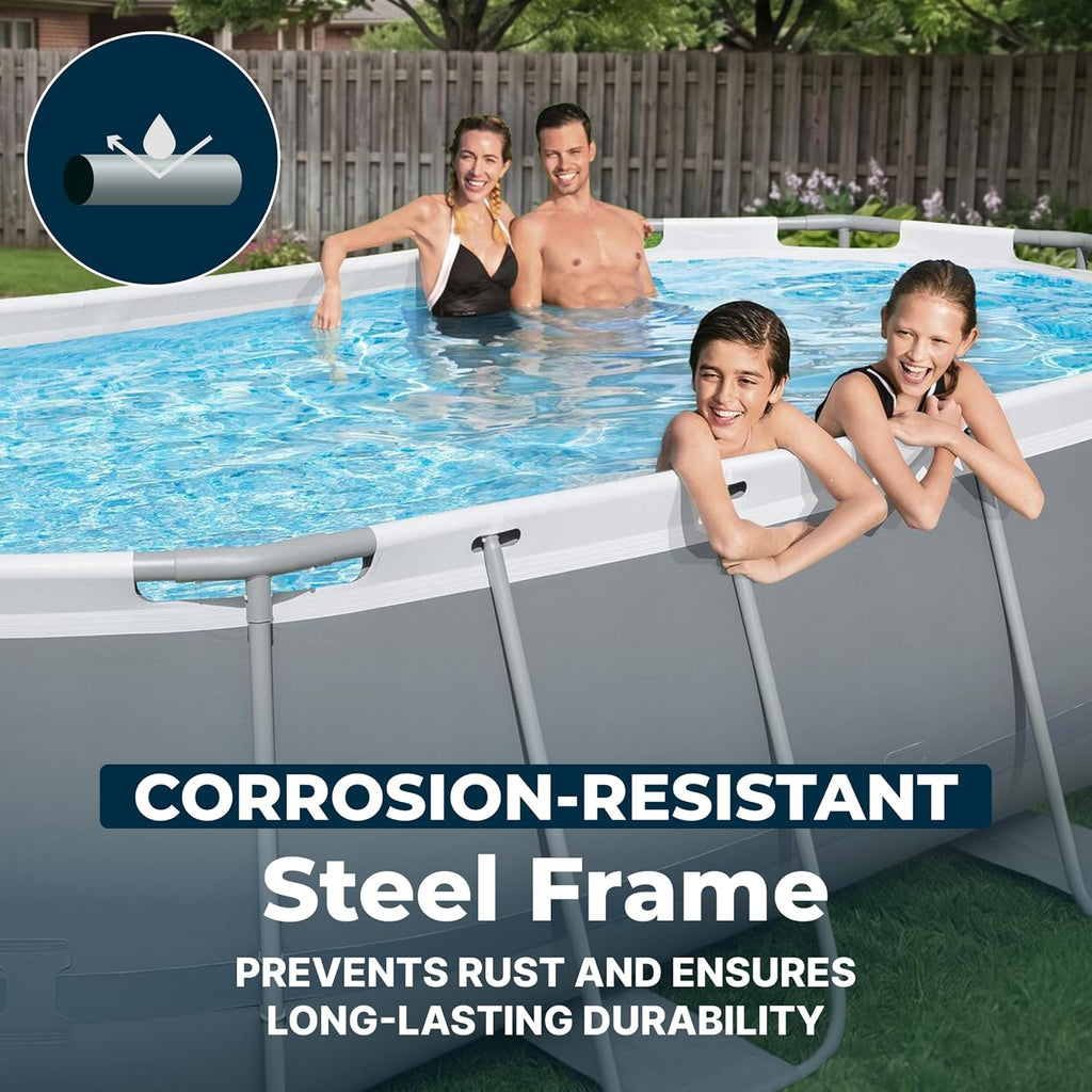 Steel Pro MAX 14' x 8'2" x 39.5" Oval Above Ground Pool Set, Pump
