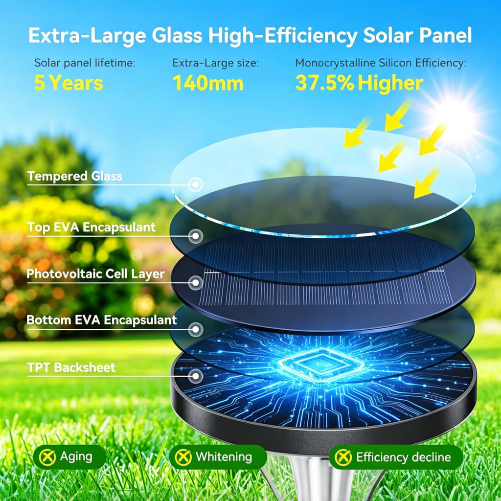 Bright Solar Pathway Lights Outdoor, 6 Pack 29" Tall Solar Powered Garden Lights Waterproof, Auto ON/Off