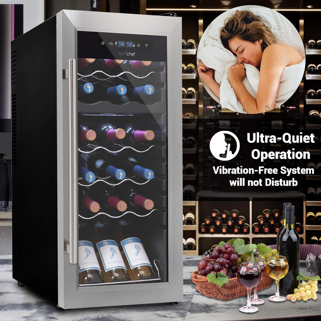 18 Bottle Wine Fridge | Dual Zone Wine Chiller | Adjustable Temperature 41°F to 