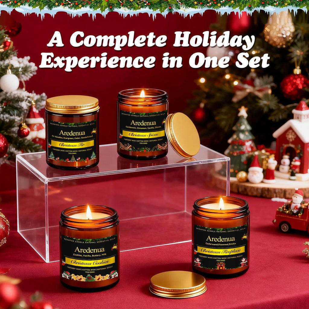 Christmas Candles Set, 4 Pack Holiday Candle Scented, 28 oz