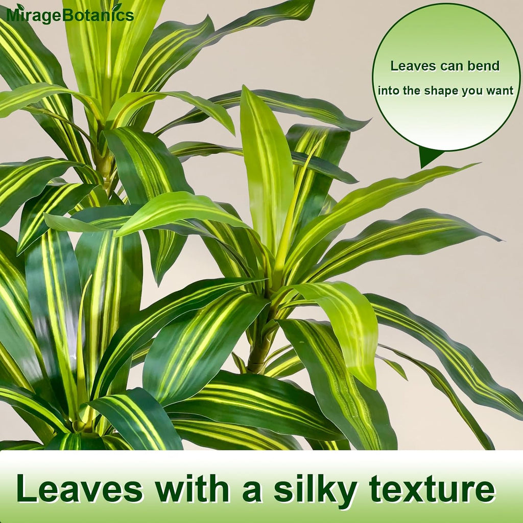 Dracaena Tree 7FT Tall Fake Plant with WhitePlanter - Realistic Faux Dragon Tree with Tall Planter - Indoor Floor
