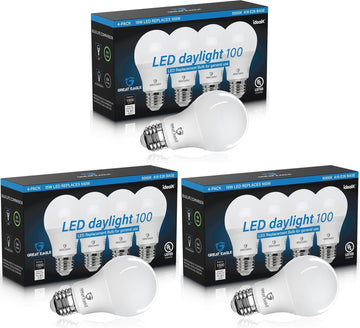 Eagle A19 LED Light Bulbs - 100W Equivalent (15W), Daylight 5000K, 1500 Lumens, Non-Dimmable, UL-Listed