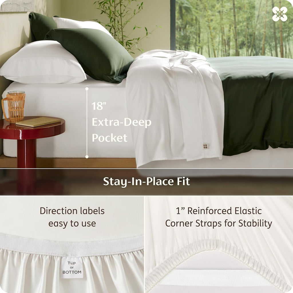 100% Organically Grown Bamboo Viscose King Sheets Set | Cooling Bedsheets for Hot Sleepers | Luxury Silky Soft