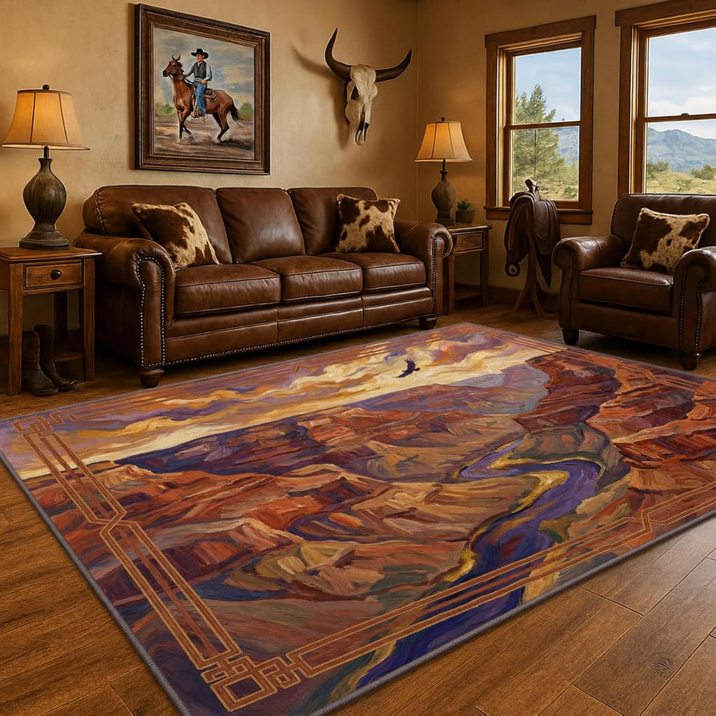 Southwestern Area Rug 5x7 Brown Rustic Western Rugs Carpet