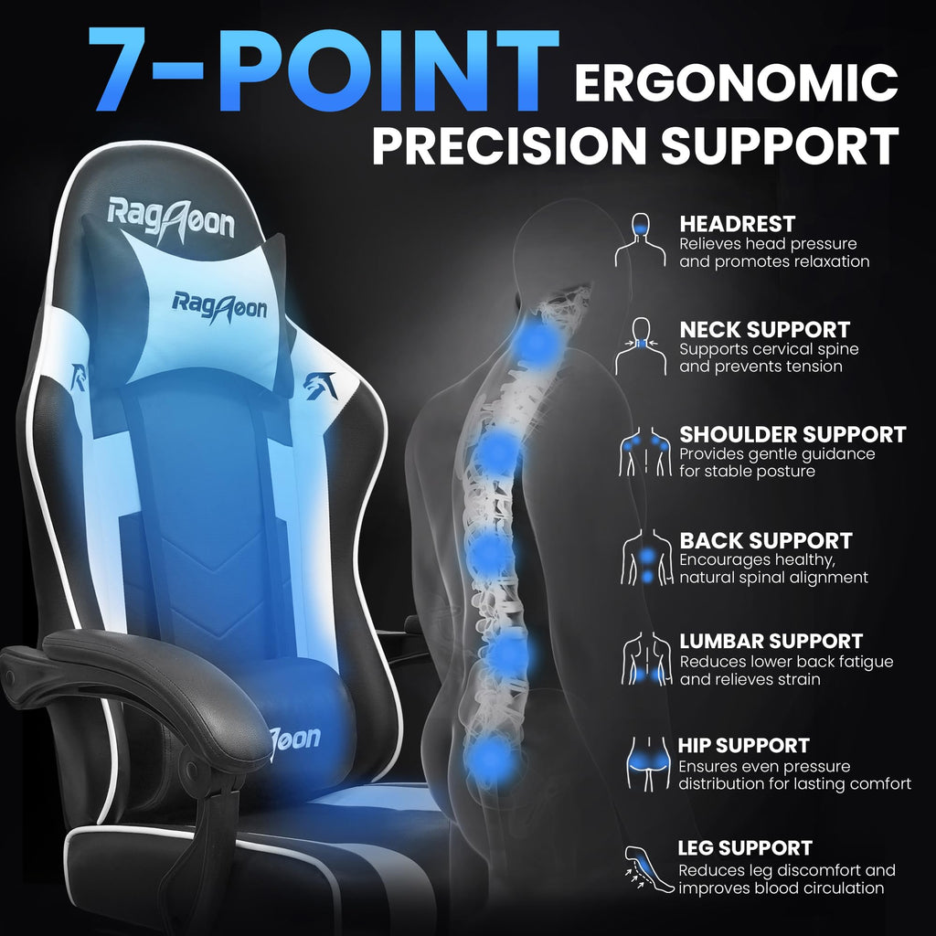 Gaming Chair for Adults, Upgraded Ergonomic Gamer Chair, Game Room, Black