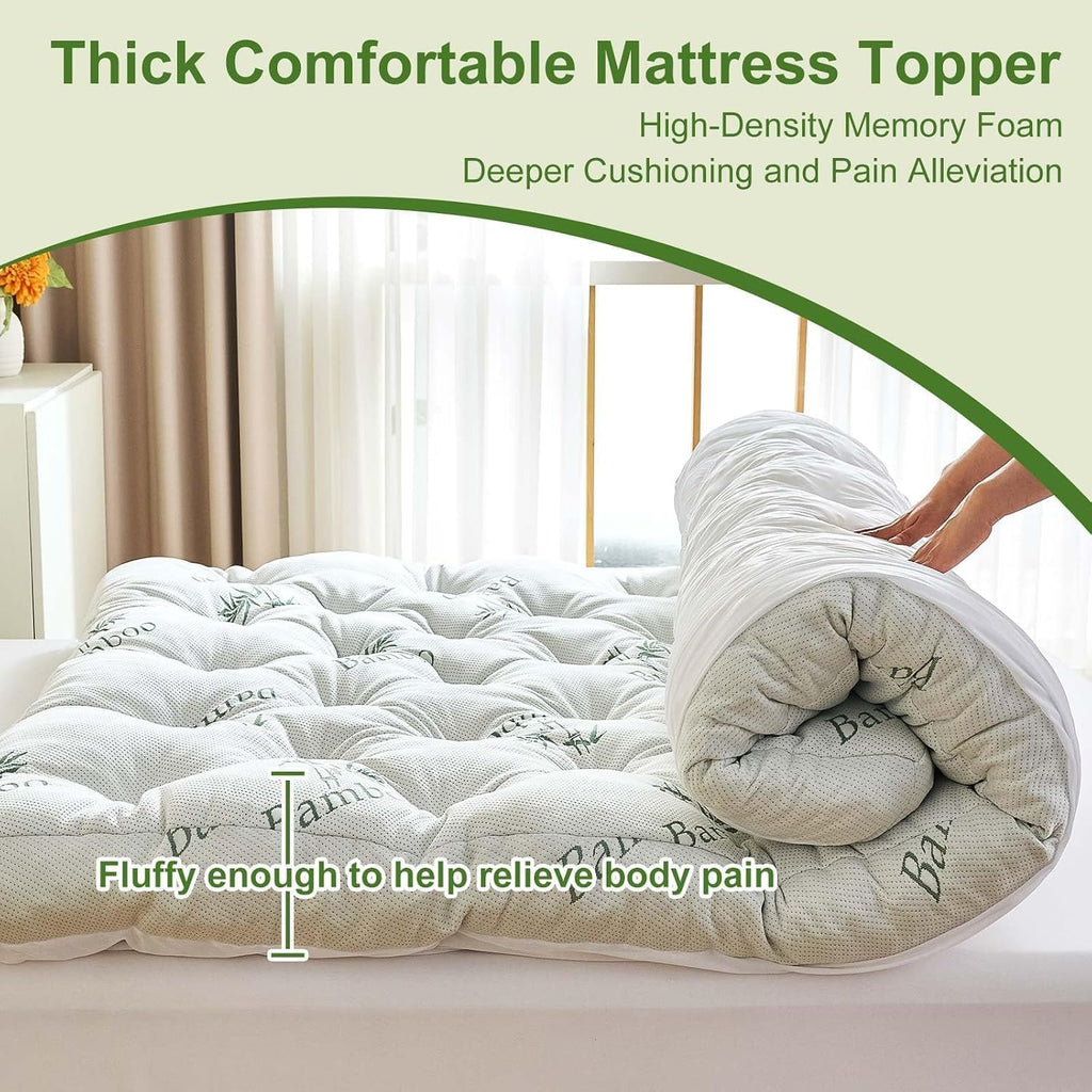 Memory Foam Mattress Topper Queen Size, 5 Inches Slow Rebound Memory Foam Topper with Cooling Viscose Made from