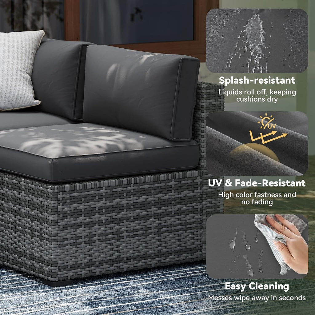 Replacement Cushions for Outdoor Furniture, 14-Piece Outdoor Cushions Furniture, Deep Seat, Splash-Proof & Fade