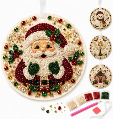 DIY Pearl & Gem Christmas Ornament Collection (Santa Claus)