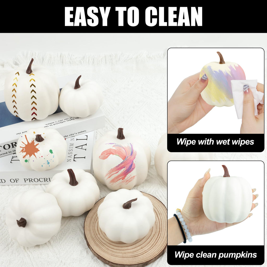 Pumpkin Decor - White Artificial Pumpkins - 8 PCS Foam Pumpkin Set