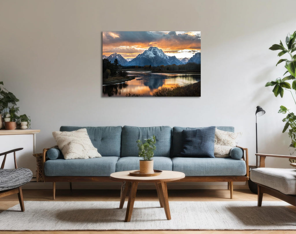 Grand Teton National Park Canvas Wall Art Mountain Landscape Print Picture Framed Nature Wall Decor Office (28L x 44W)
