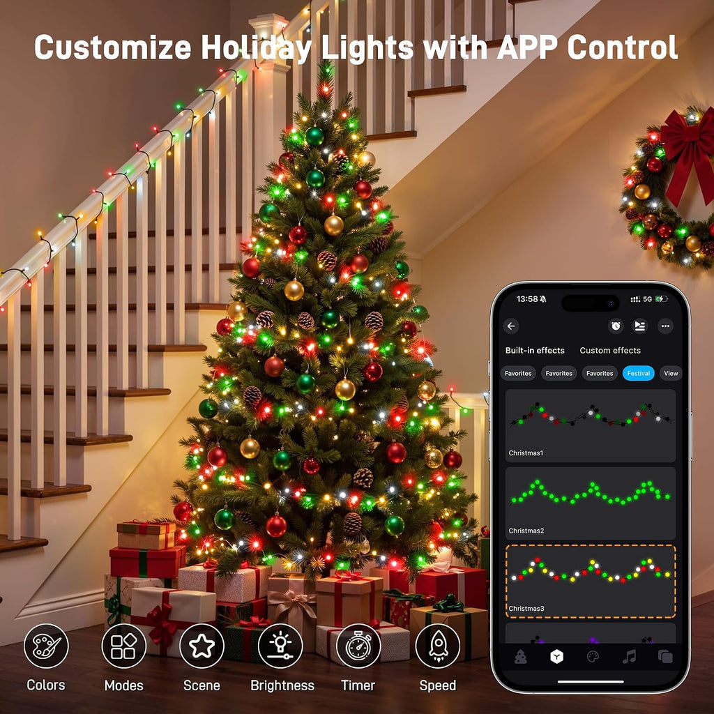Smart Christmas String Lights,131FT 400 LED RGBW Color Changing Light