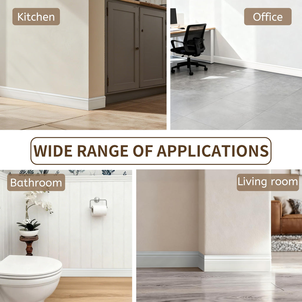 8 Pcs Wall Baseboard Molding Trim Skirting Board, 47.2 x 3.15 Inch