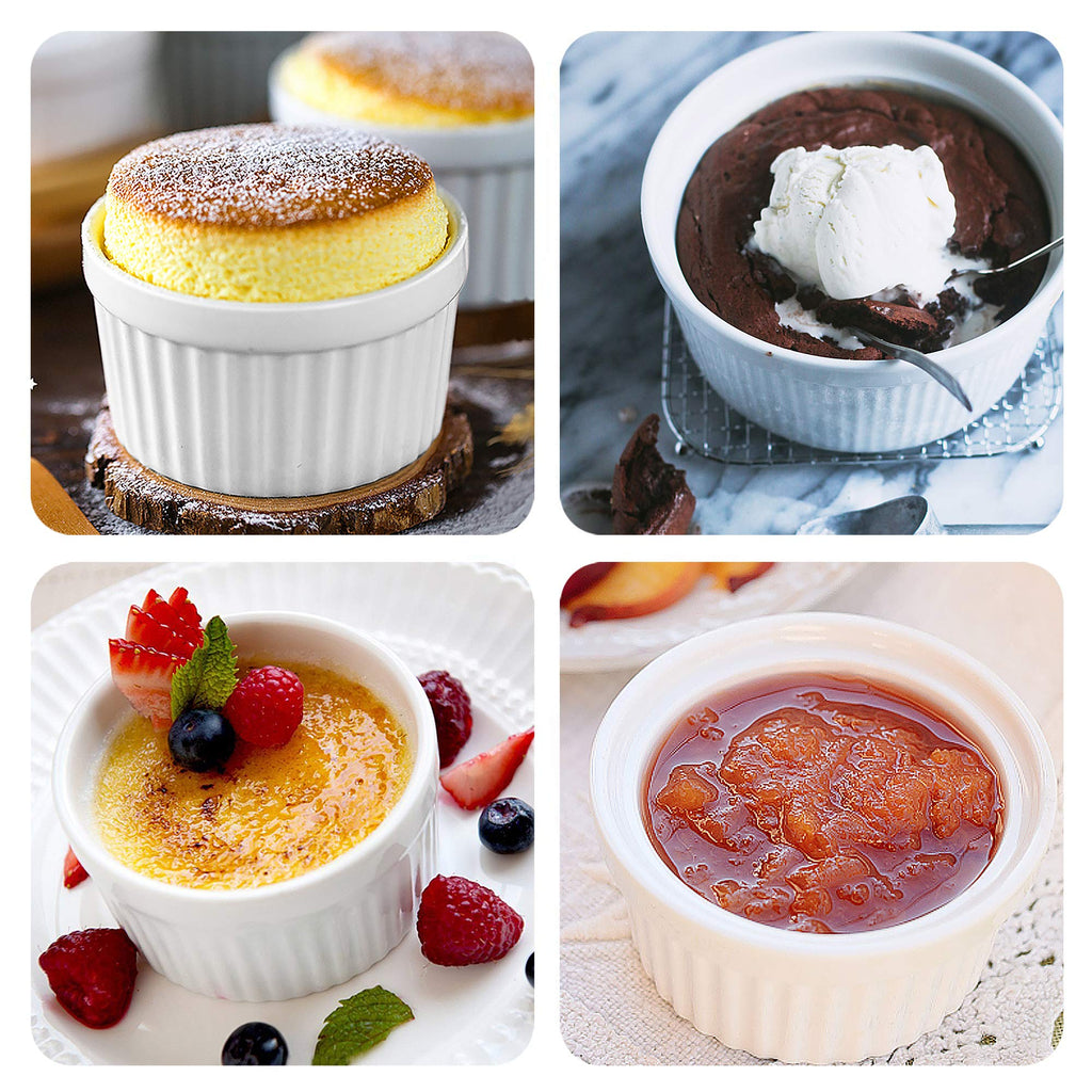 8 OZ Set of 8, Souffle Dishes Oven Safe for Creme Brulee, Custard, Lava Cakes, Pudding, Flan, Mini Desserts, Small