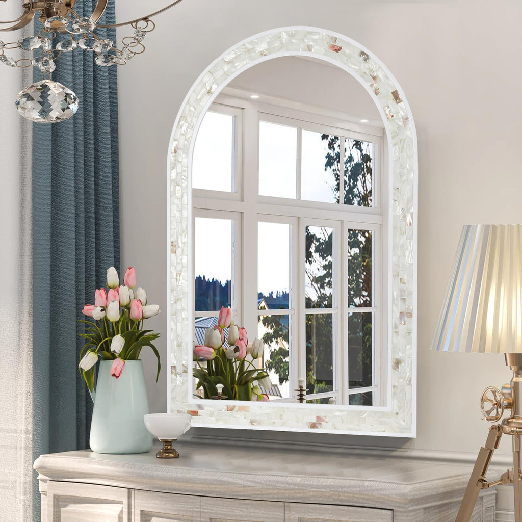 Arched Mirror 24x36 Inch with Shell Frame