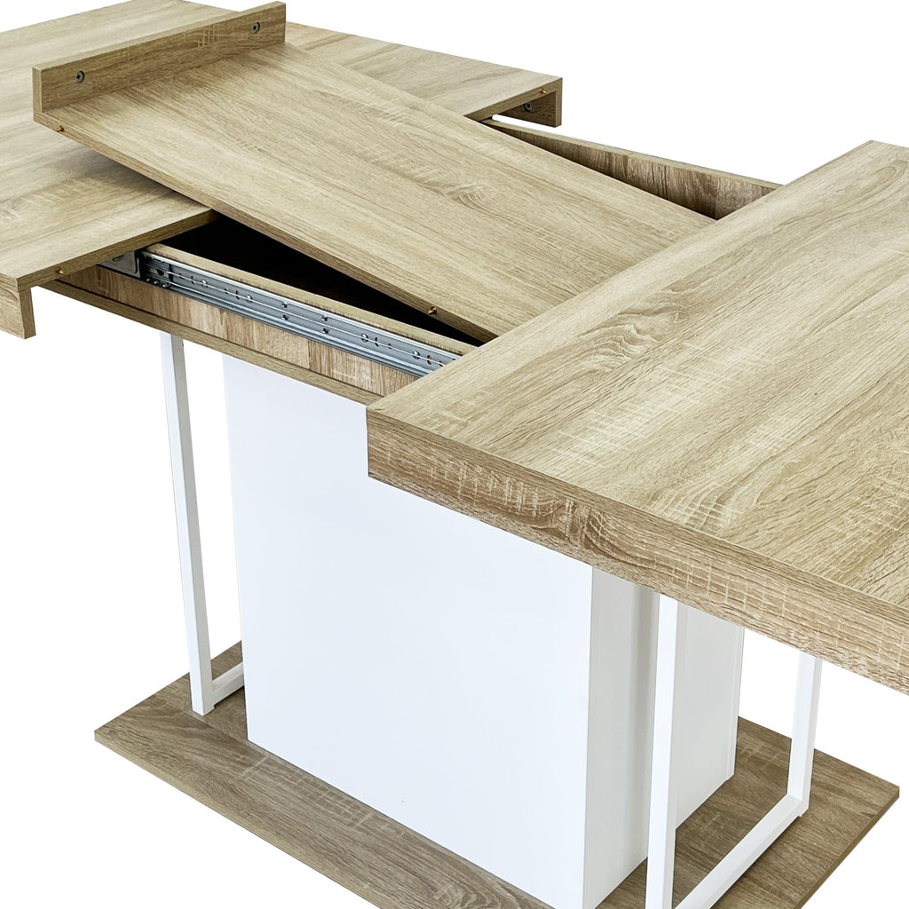 78.74" Extendable Dining Table for 6 8 10 Person, Farmhouse Expandable Dining Table Large Rectangle Wooden Expanding
