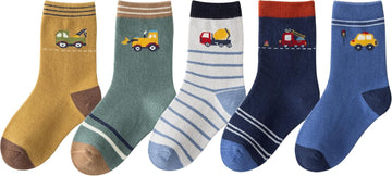 Toddler Boys Cotton Socks Little Kids Big Boys Crew Dress Socks Colorful Striped Cartoon Dinosaur Car socks