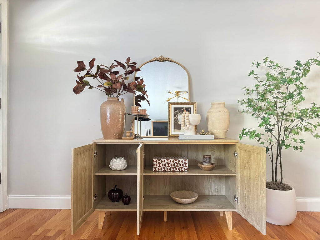 3 Door Rattan Cabinet, Buffet Sideboard