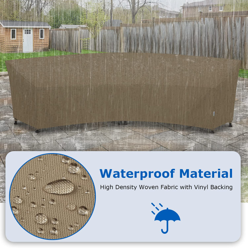 Outdoor Curved Sectional Sofa Cover, Heavy Duty Waterproof Patio Couch Cover, All Weather Protection Furniture