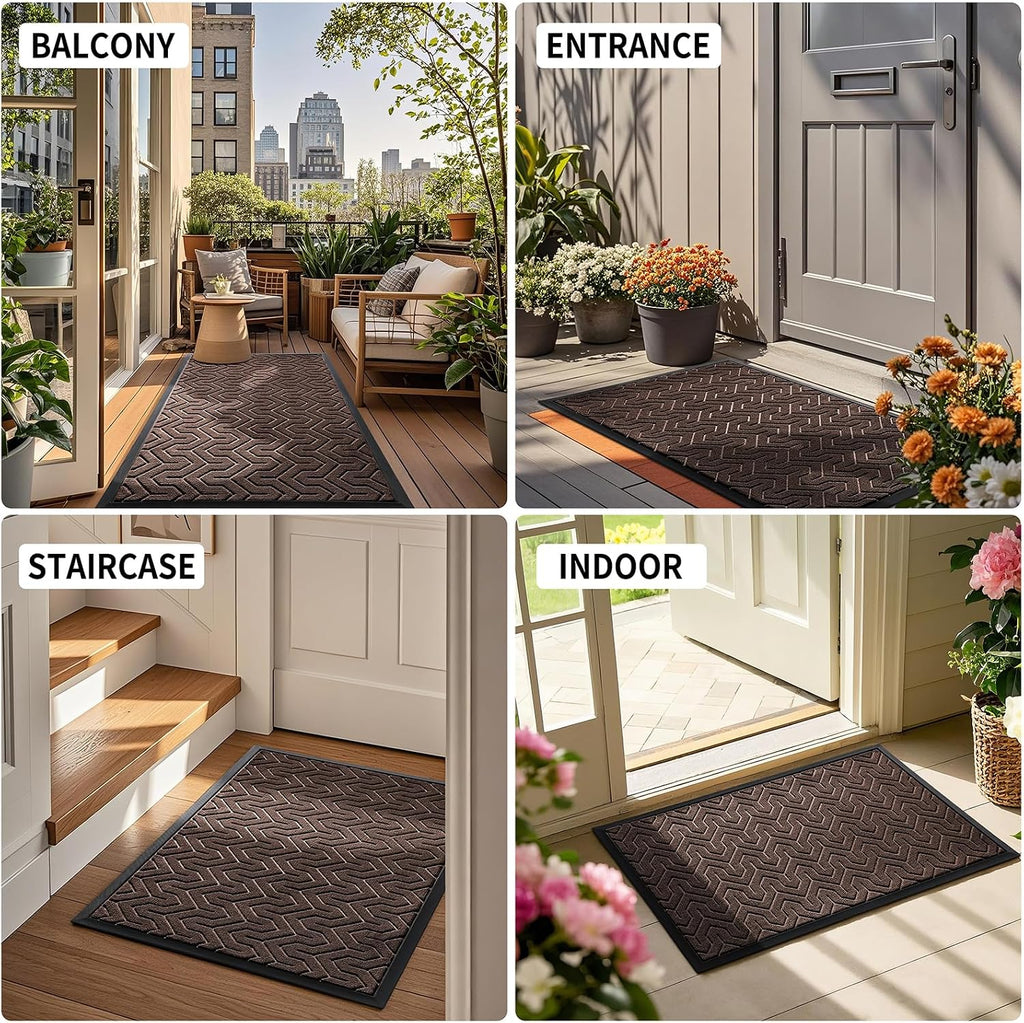 Large Door Mat Outside Entrance 36x24, Waterproof Heavy Duty Outdoor Mats for Front Door, Non Slip Rubber Entry Mat