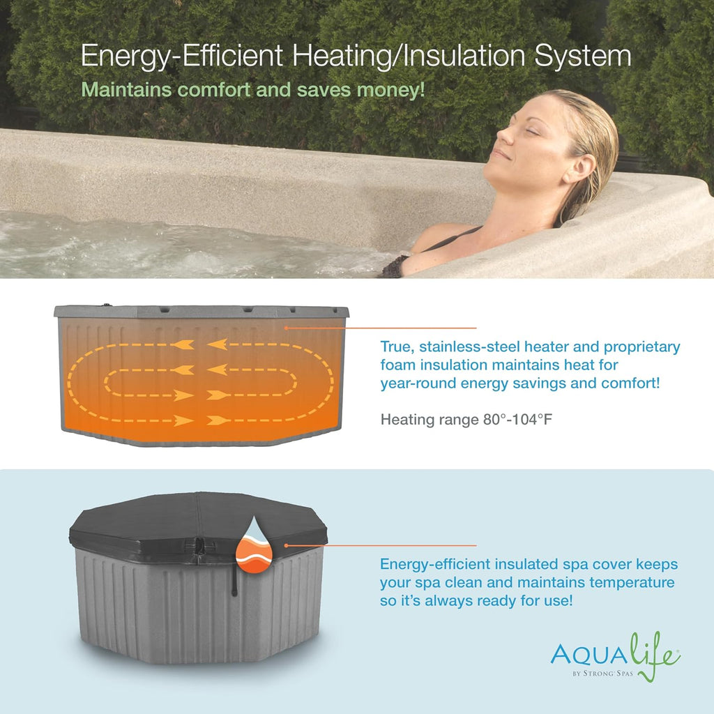 Invi 5 Person Rigid Resin Hot Tub Spa, 11 Jets, 2BHP 2-Speed Pump, Stainless Steel Heater, 120V Plug & Play, Full