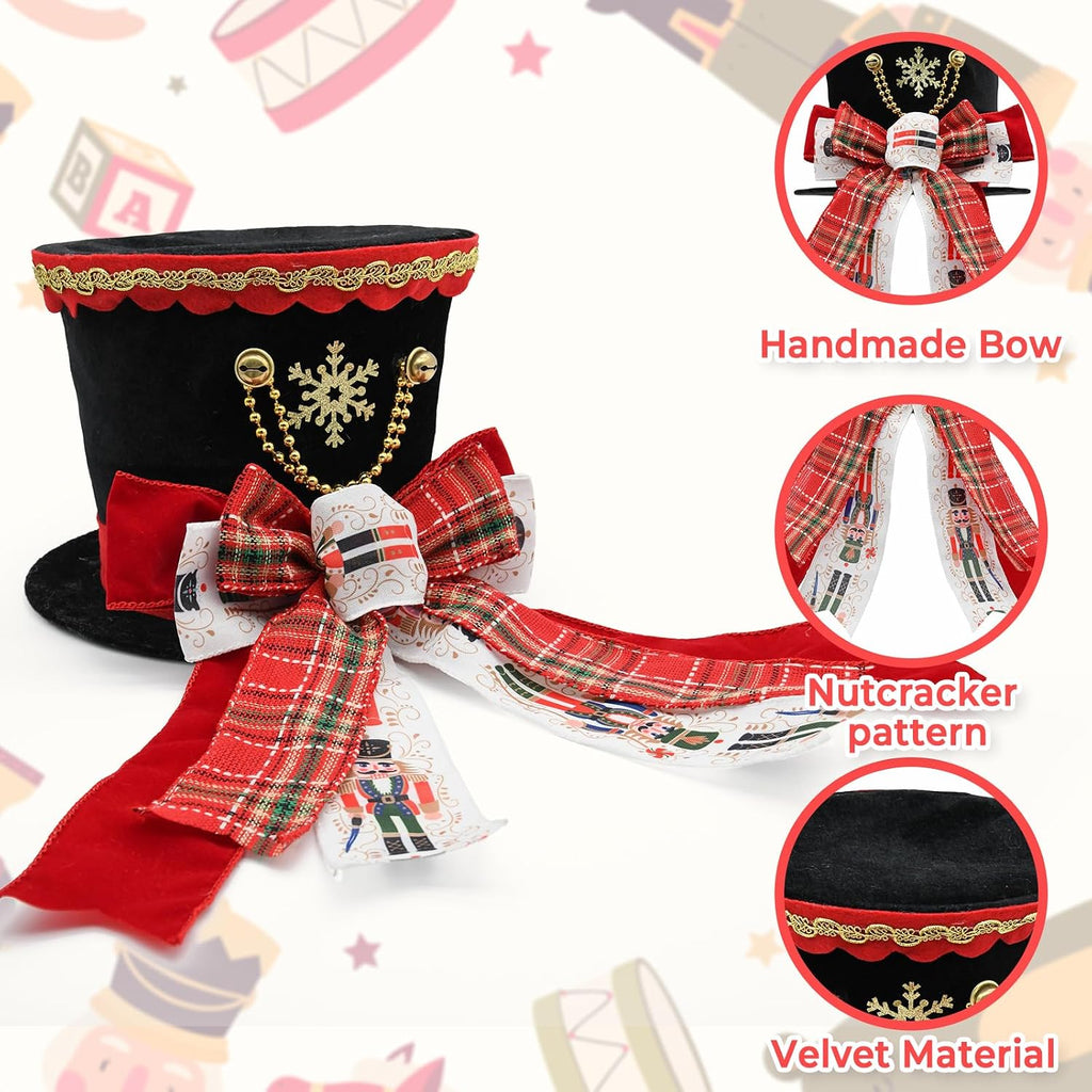 Nutcraker Christmas Tree Topper Hat, Christmas Buffalo Plaid Tree Topper