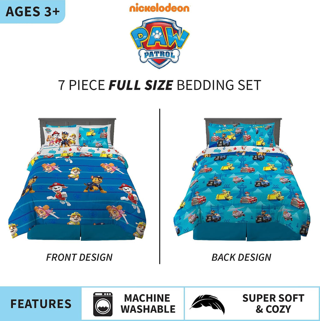 Kids Bedding Super Soft Comforter and Sheet Set with Sham, 7 Piece Full