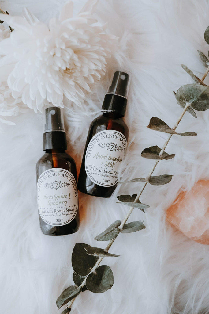 Fragrant Room Spray - White Tea + Fig - Amber Glass Bottle with Fine Mist Sprayer - Hand Poured in The USA