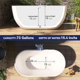 59" Acrylic Free Standing Tub, Stand Alone Tub, Freestanding Bathtub, Soaking Bathtub, cUPC Certified, SE(Glossy White)