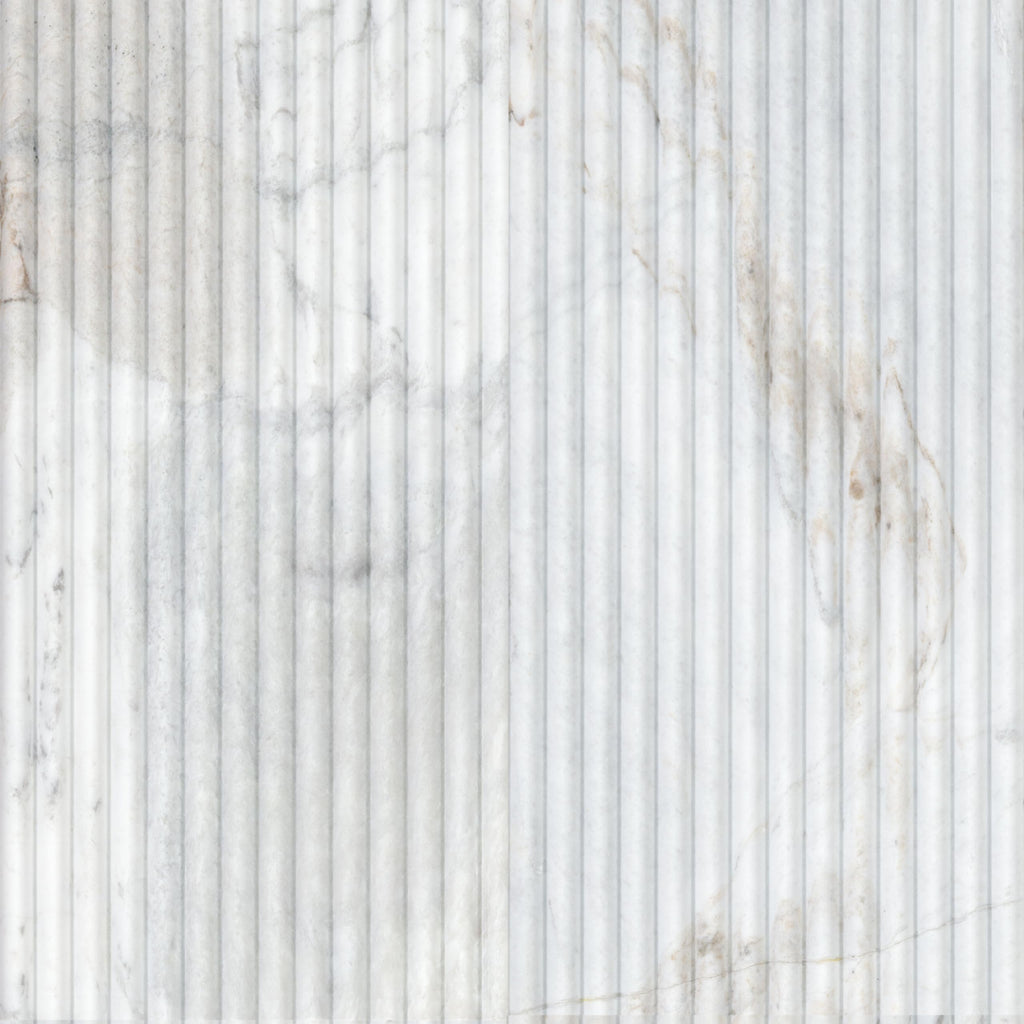 Ribbed Elegance 12x24 Honed Fluted Marble Wall Tile - Natural Stone for Shower, Fireplace, Bathroom Accent