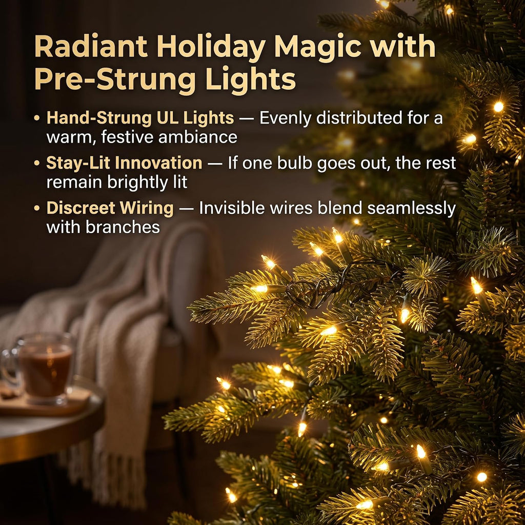 PE/PVC Hybrid Prelit Christmas Tree 1050 LED Green