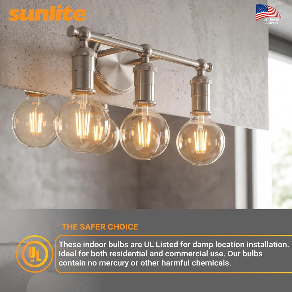 LED G25 Edison Globe Light Bulb, 8.5 Watts (100W=), Medium E26 Base, 800 Lumens, Dimmable, Clear Glass, Antique Long