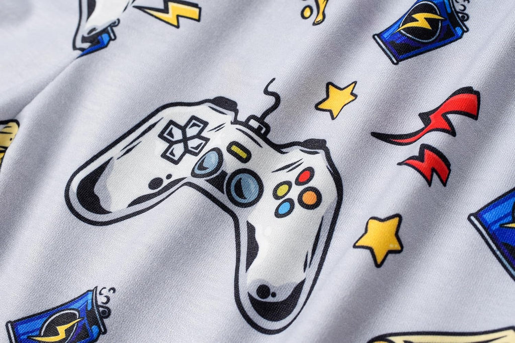 Pajamas for Boys Cute Black Gamer Short Sleeve and Shorts Sleepwear 2PCS Big Kids PJS Nighty Clothes
