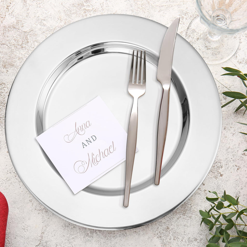 12 Pcs Stainless Steel Silver Charger Plates Bulk 13 Inch Round Set