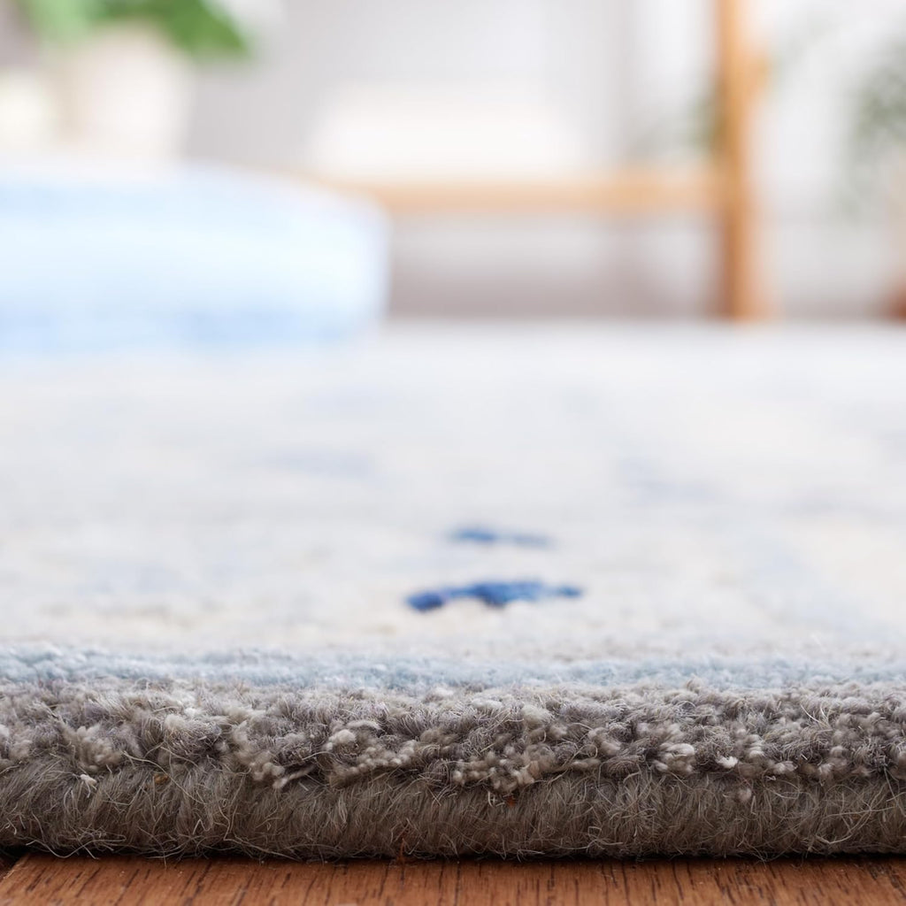 Bella Area Rug - 9' x 12', Ivory & Blue, Handmade Wool & Viscose