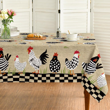 Rooster Rustic Country Tablecloth 60×84 Inch Rectangular