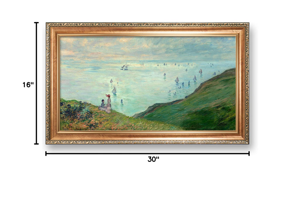 Cliffs at Pourville by Claude Monet, Gold Embossed Framed Art