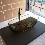 ​Tubcraft 69" Resin Stone Freestanding Bathtub, Solid Surface Modern Freestanding Tub Soaking Stand Alone Tub with