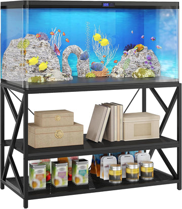 55-75 Gallon Fish Tank Stand with 3-Tier Storage Shelf, Metal Aquarium Stand for Reptile Terrarium Turtle and Breeder