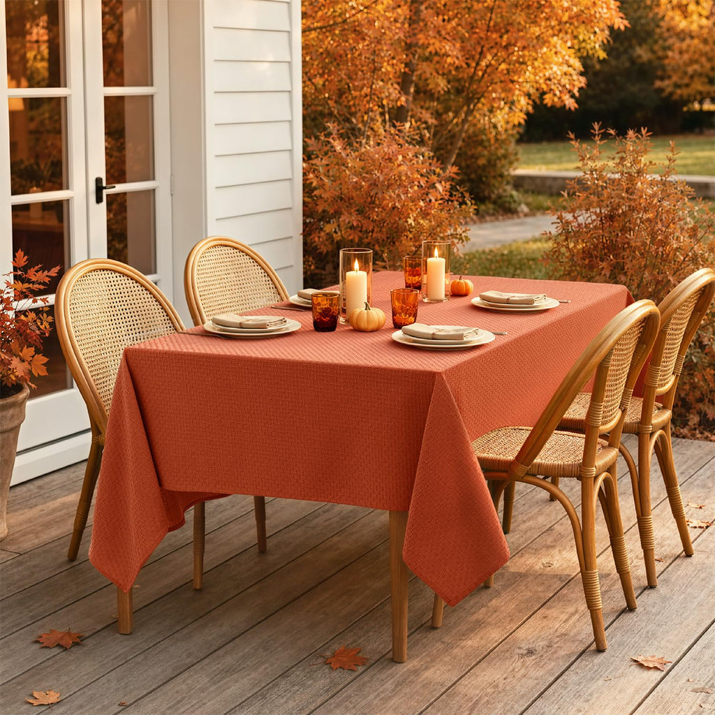Burnt Orange Linen Rectangle Tablecloth 60x84 Inch