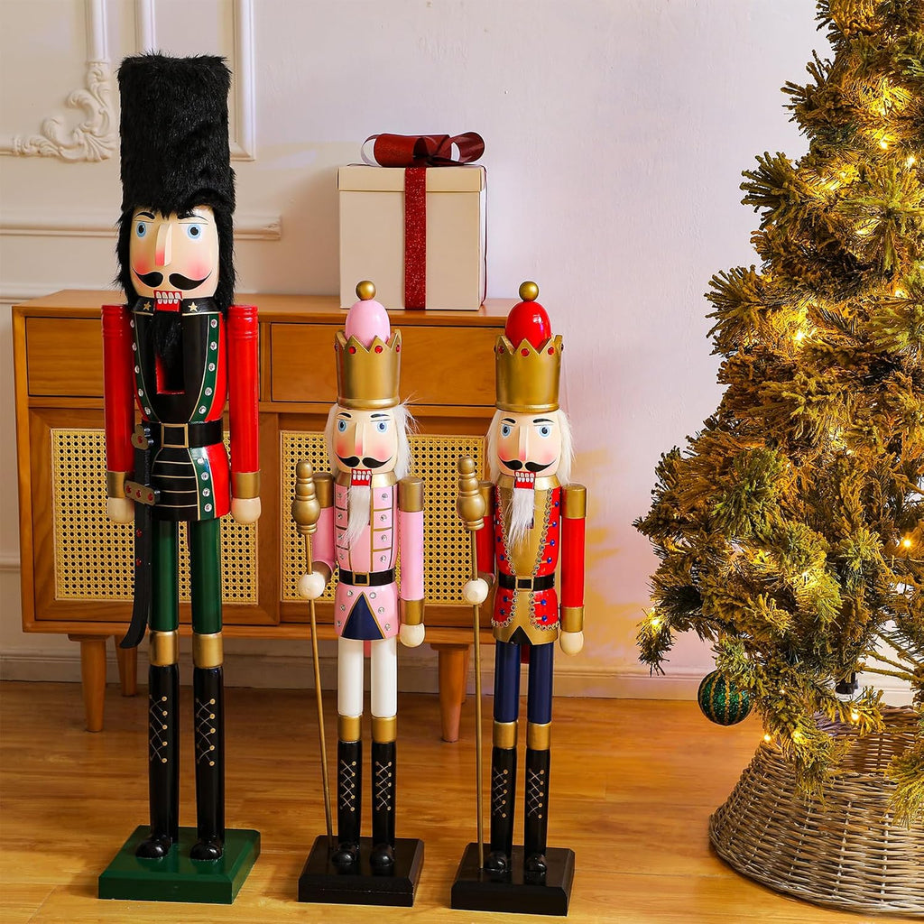 36 Inch Large Pink Christmas Nutcracker Decoration Wooden Soldier