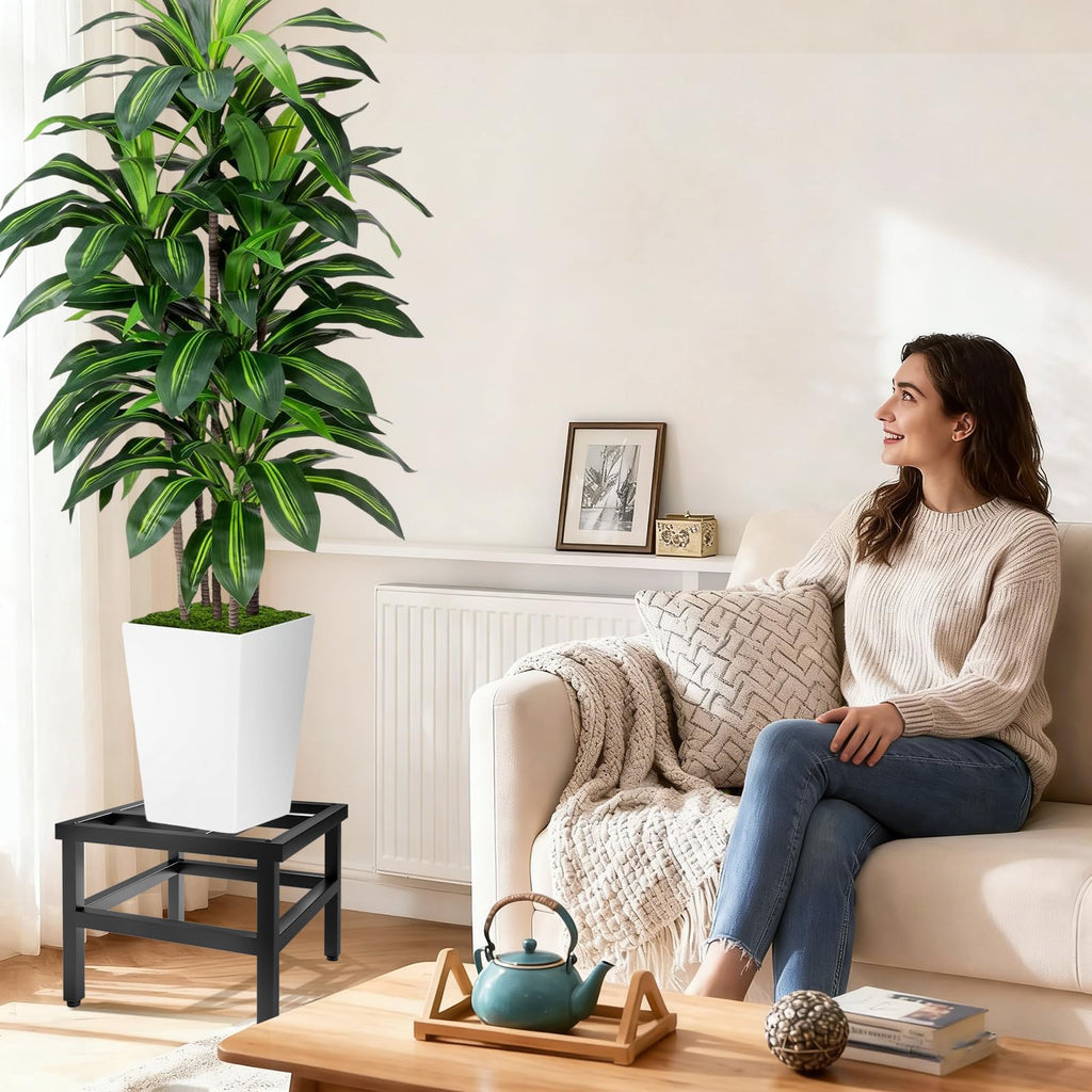 Plant Stand Indoor Outdoor, 2-Pack Heavy Duty Plant Stands Riser Metal Pedestal Stand for 12 Inch Flower Pot, Wrought