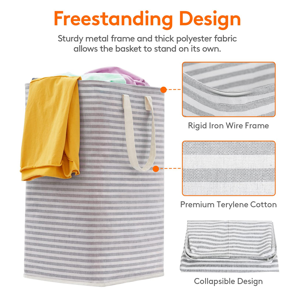 80L Large Laundry Baskets, Laundry Hampers Bags, 1 Pack, Grey