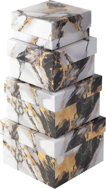 Square Gift Boxes with Lids Set - Set of 4